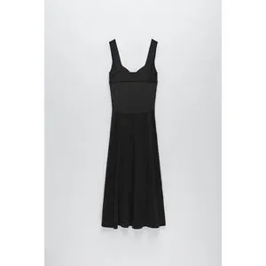 ★ZARA★ FITTED PLAIN KNIT MIDI DRESS Zara | Dresses | Zara Knit Midi Dress With Mesh Insert